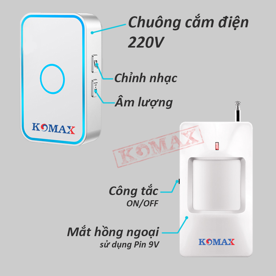 Chuông báo khách hồng ngoại KM-X300 có 5 mức điều chình âm lượng Chuông báo khách hồng ngoại KM-X300 có 5 mức điều chình âm lượng