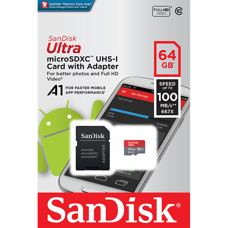 Thẻ nhớ Ultra sandisk class 10 64GB The nho Ultra sandisk class 10