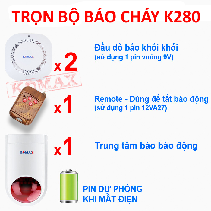 Trung tâm báo cháy KM-K280 tích hợp sẵn còi hú, pin sạc dự phòng Trung tâm báo cháy KM-K280 tích hợp sẵn còi hú, pin sạc dự phòng