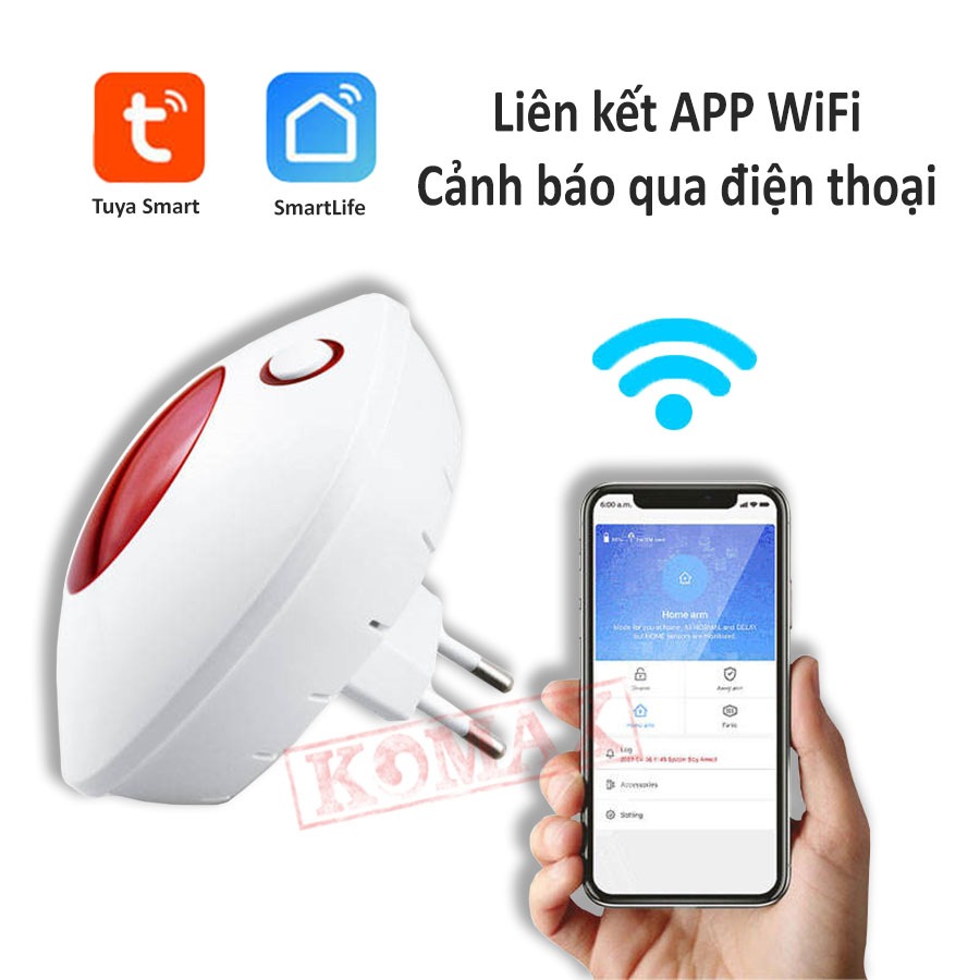 Máy Báo Trộm WiFi KM-T70BW - Cảnh Báo Qua App tUYA Thiết bị chống trộm thông minh kết nối ứng dụng Tuya Smart, gửi cảnh báo ngay lập tức khi phát hiện đột nhập.