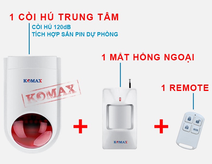 Máy Báo Trộm Trung Tâm KM-T80P Không Dây Trung tâm báo động hỗ trợ kết nối nhiều cảm biến cửa, mắt hồng ngoại và remote điều khiển từ xa.