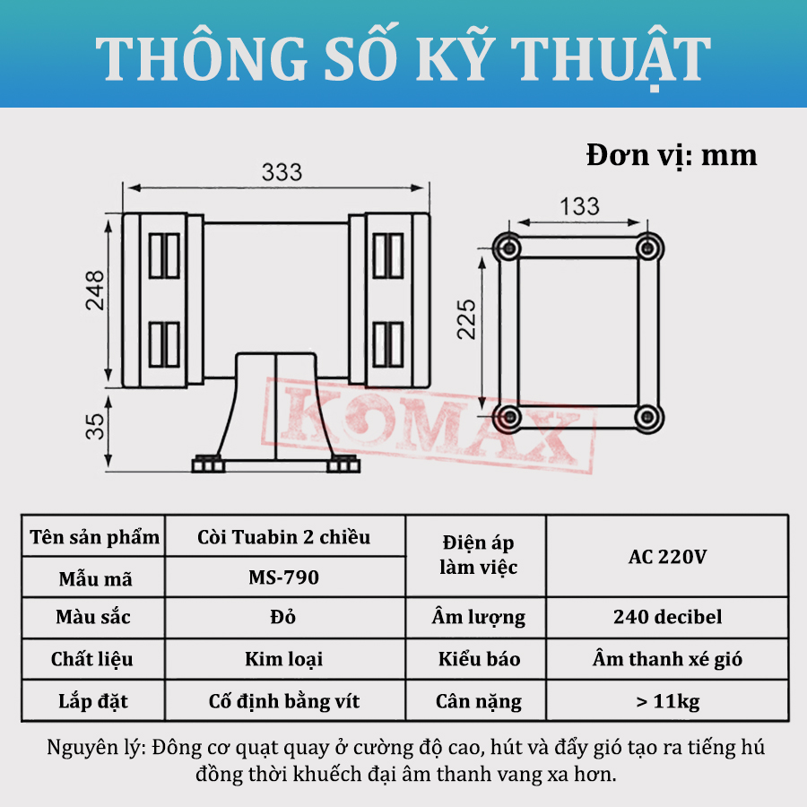 Còi hú dùng cho công nghiệp nặng, mỏ đá MS-790 4 Còi hú dùng cho công nghiệp nặng, mỏ đá MS-790 4