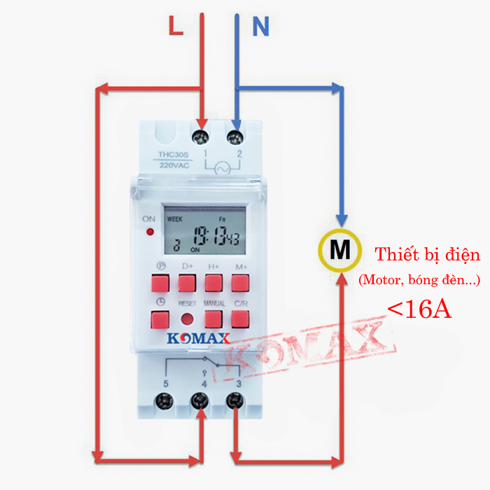 Công tắc hẹn giờ điện tử lập trình công suất lớn 30A THC-30S 5